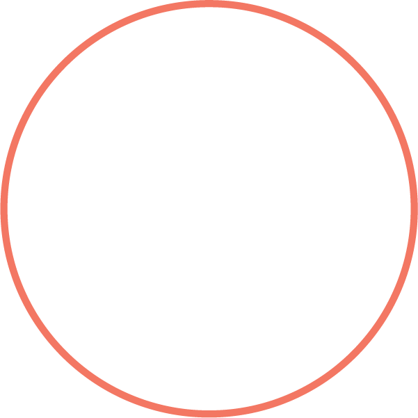 A large red circle with a white background inside.
