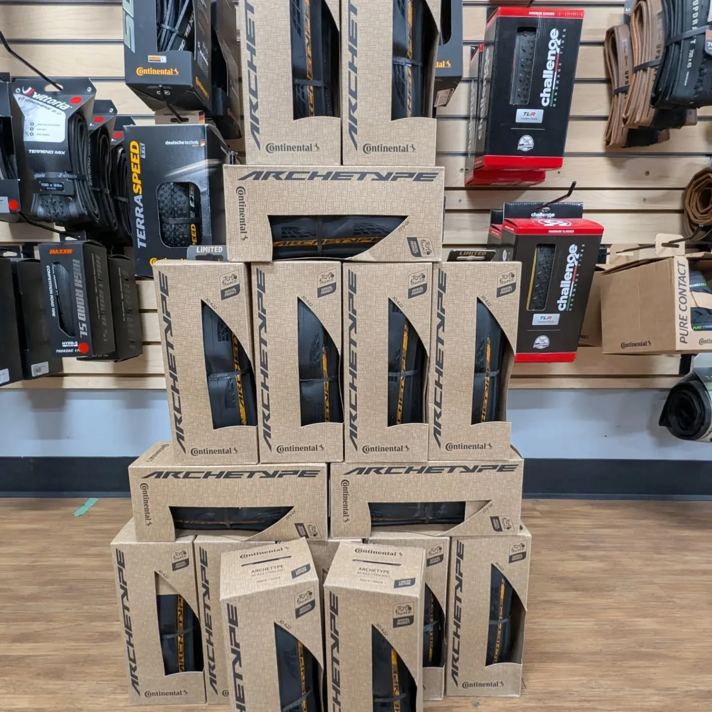 Have you been watching the Tour de France? Have you heard about the new Continental Archetype tires that Tadej Pogačar has been riding?
These hard to get, limited edition tires have just arrived here at the shop. We have 10 sets and when they're gone