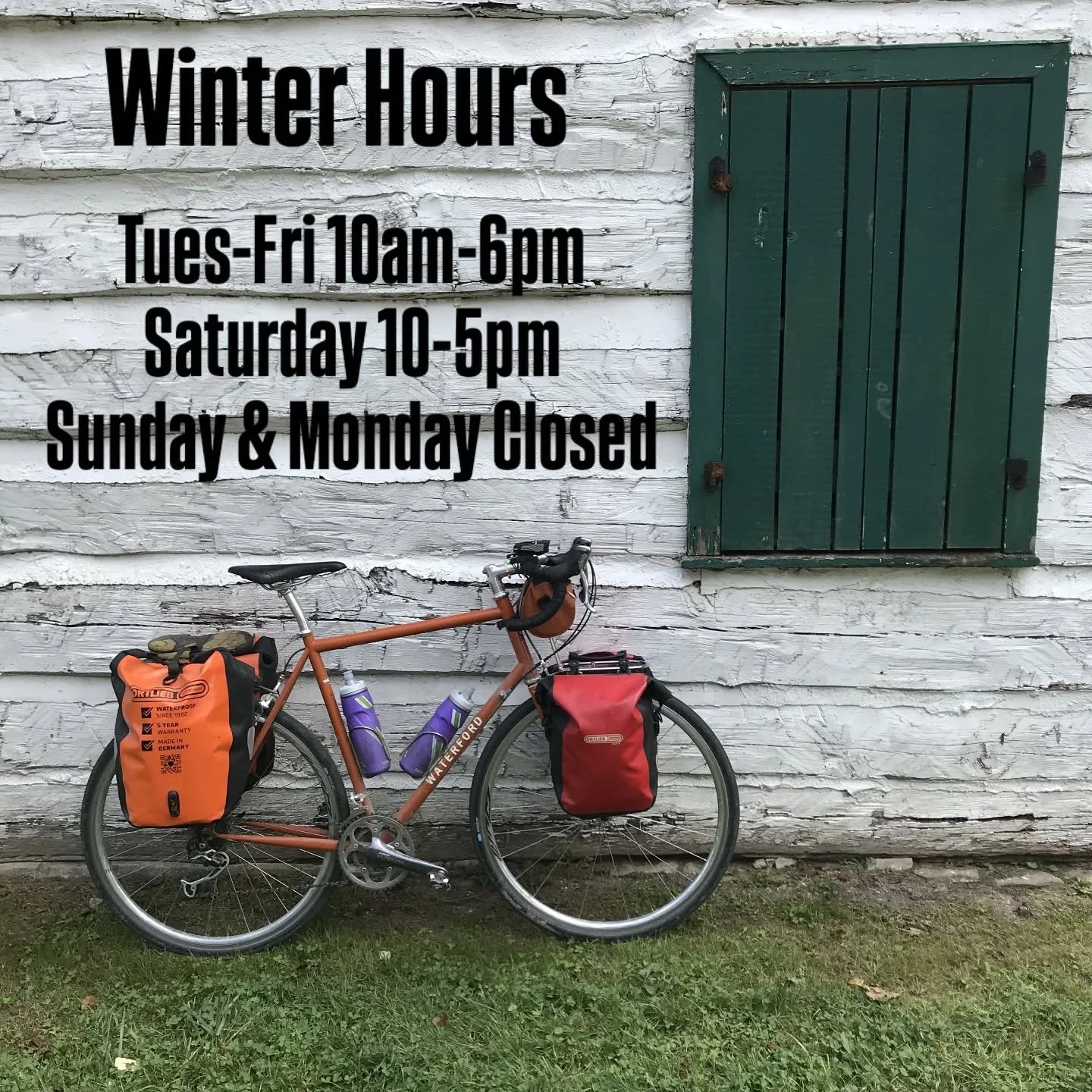 Beginning next week we will be closed on Sundays through the winter. We'll get back to them in the spring, but for now we are excited to ease up on the schedule a bit and enjoy the fall and winter months. 
We hope this doesn't cause any inconvenience