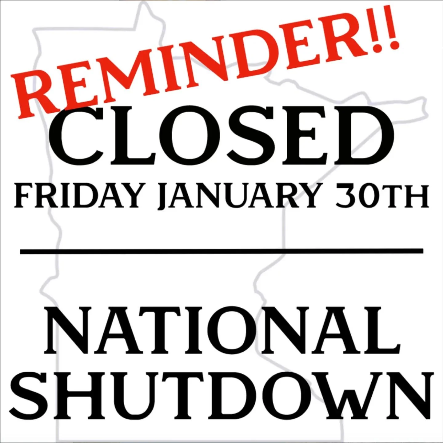 Reminder that we are closed today and will be open again tomorrow at 10am