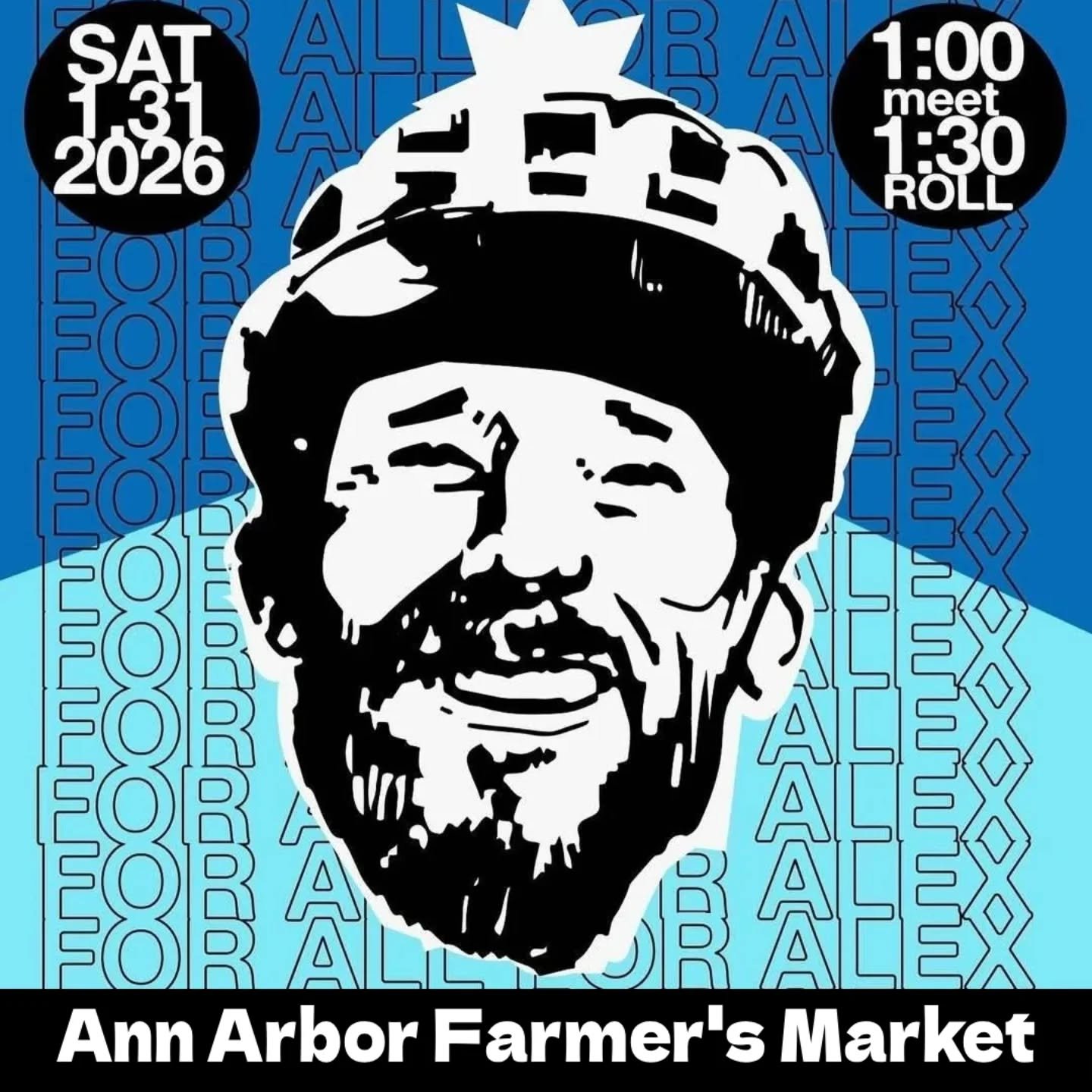 This Saturday, January 31, we ride in unity and remembrance of Alex Pretti. 
Join your community at the Ann Arbor Farmers Market in Kerrytown at 1pm. We'll embark on our 2.3-mile ride, mostly along protected downtown bike lanes, at 1:30pm.

Event det