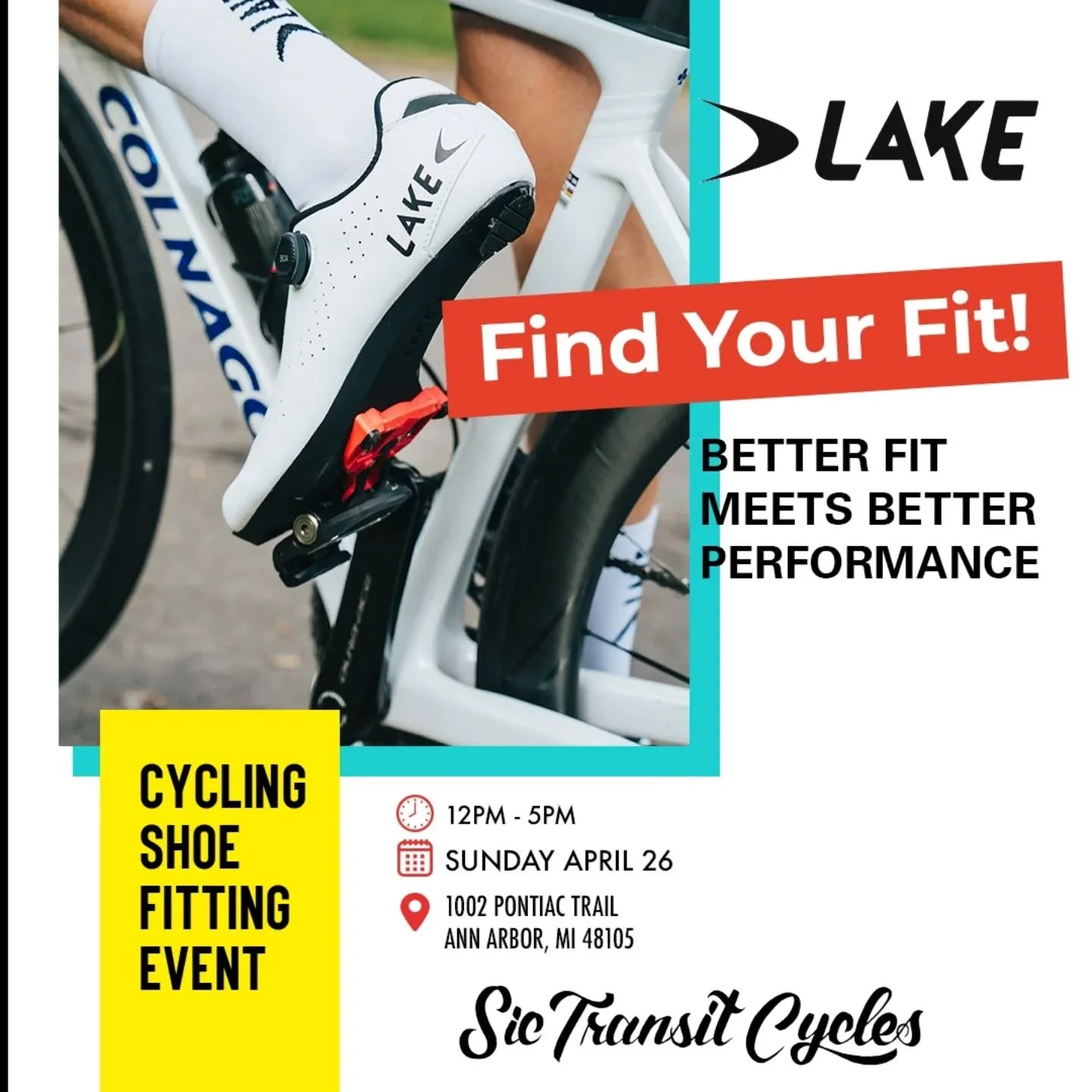 Excited to announce our next event here at the shop.
We are teaming up with the fine folks @lakecycling to host our first Find Your Fit event!
Not sure what size you are? Unsure which Lake shoe is right for you and how you ride? This is the time to m