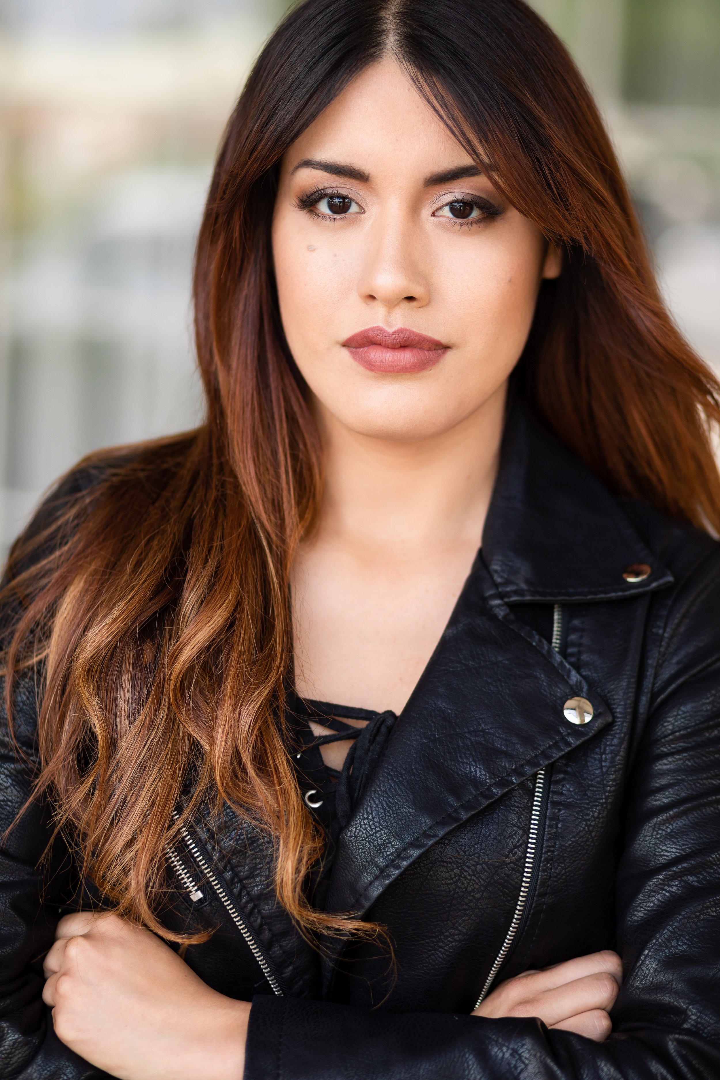 Headshot Hair and Makeup. Soft makeup with a little extra color. Light curling.