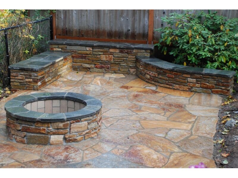 Patio With Bluestone Caps