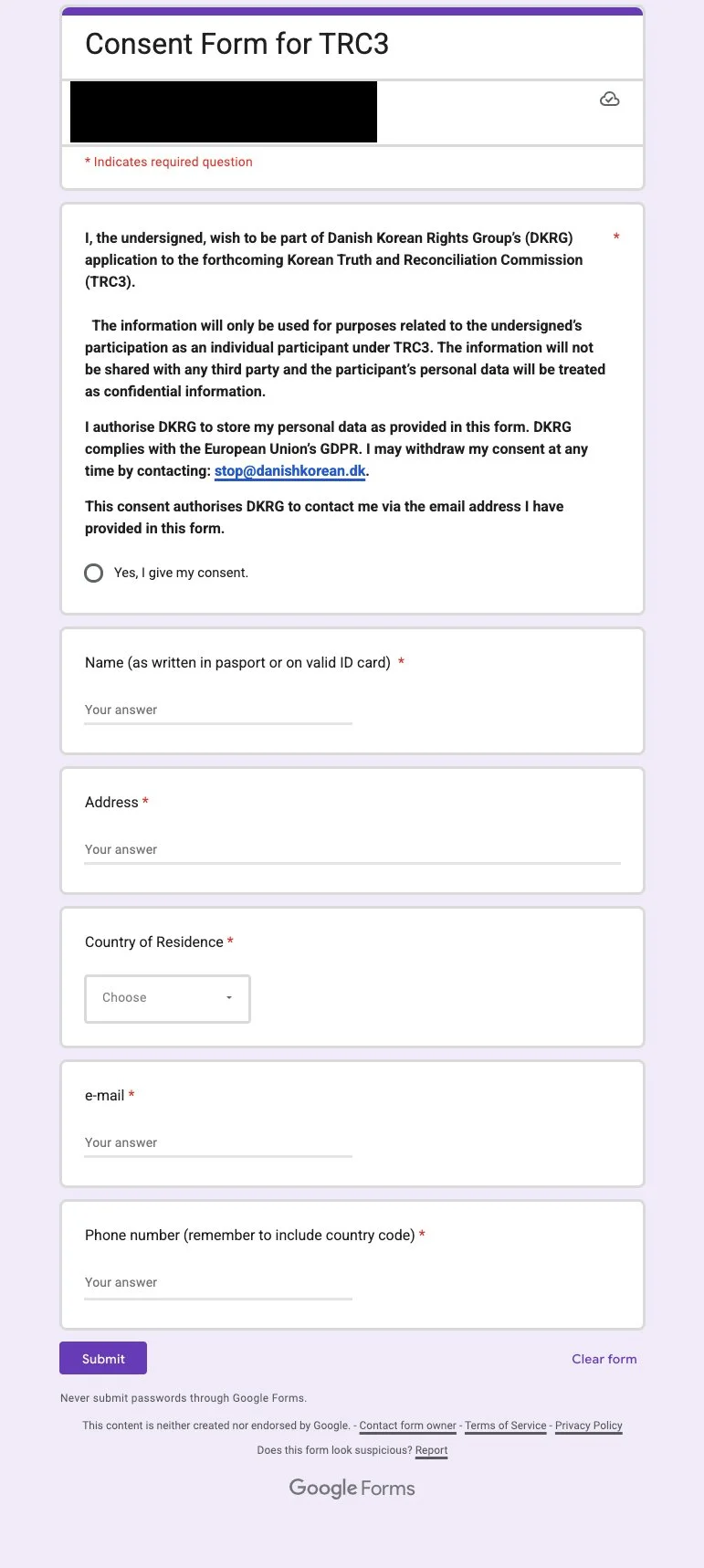 Why Does USKRG Force TRC 3 Information Session Participants To Sign Over Private Information To DKRG?