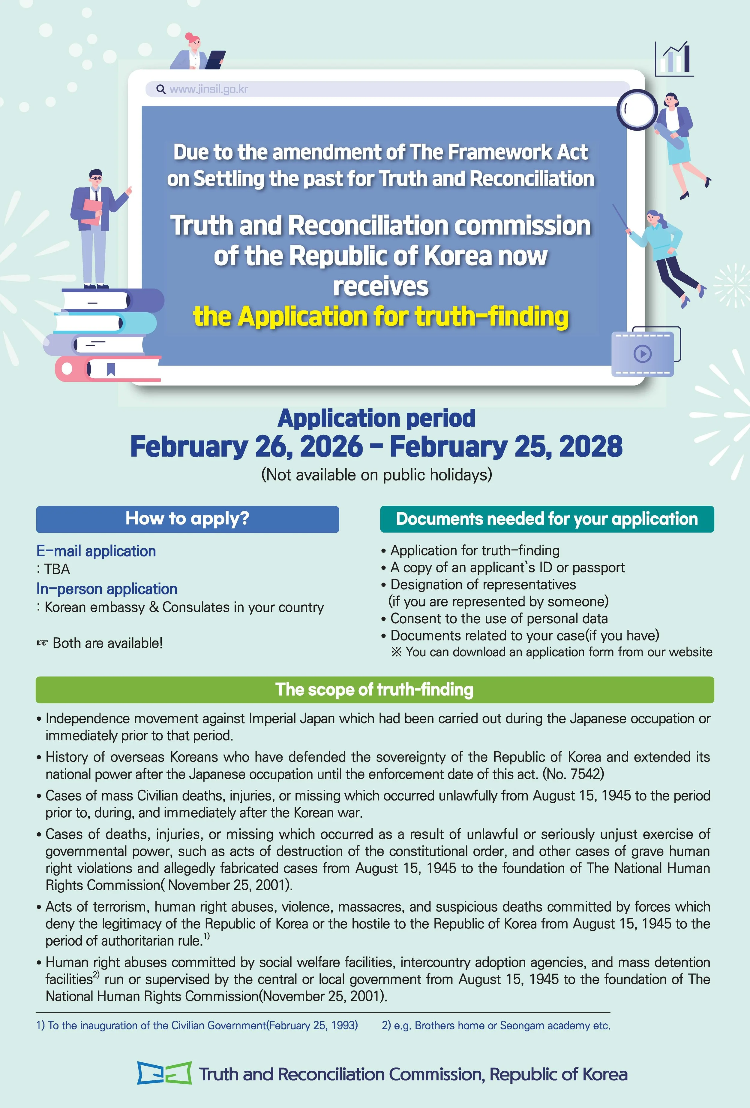 TRC 3 Releases English Application, Guide, and Poster. Submissions for TRC 3 will be accepted through Korean Embassies / Consulates or through email from Feb. 26th, 2026-Feb. 25th, 2028.