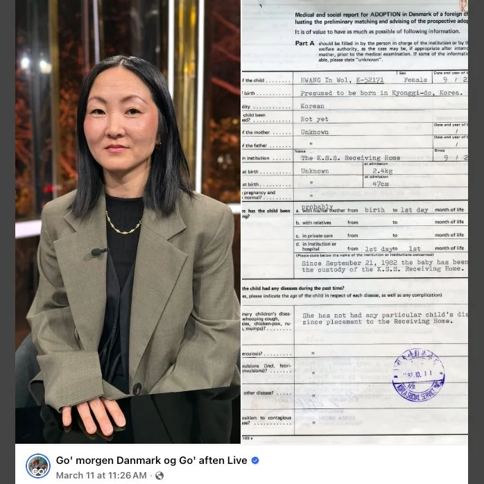 KSS Adoptee Taekyung Tanja In Wol Sørensen releases new documentary, “Hjemsøgt” / “Homesick”. We helped her obtain her Korean Adoptive Child Study Summary in 2022, and her birth certificate in 2025.
