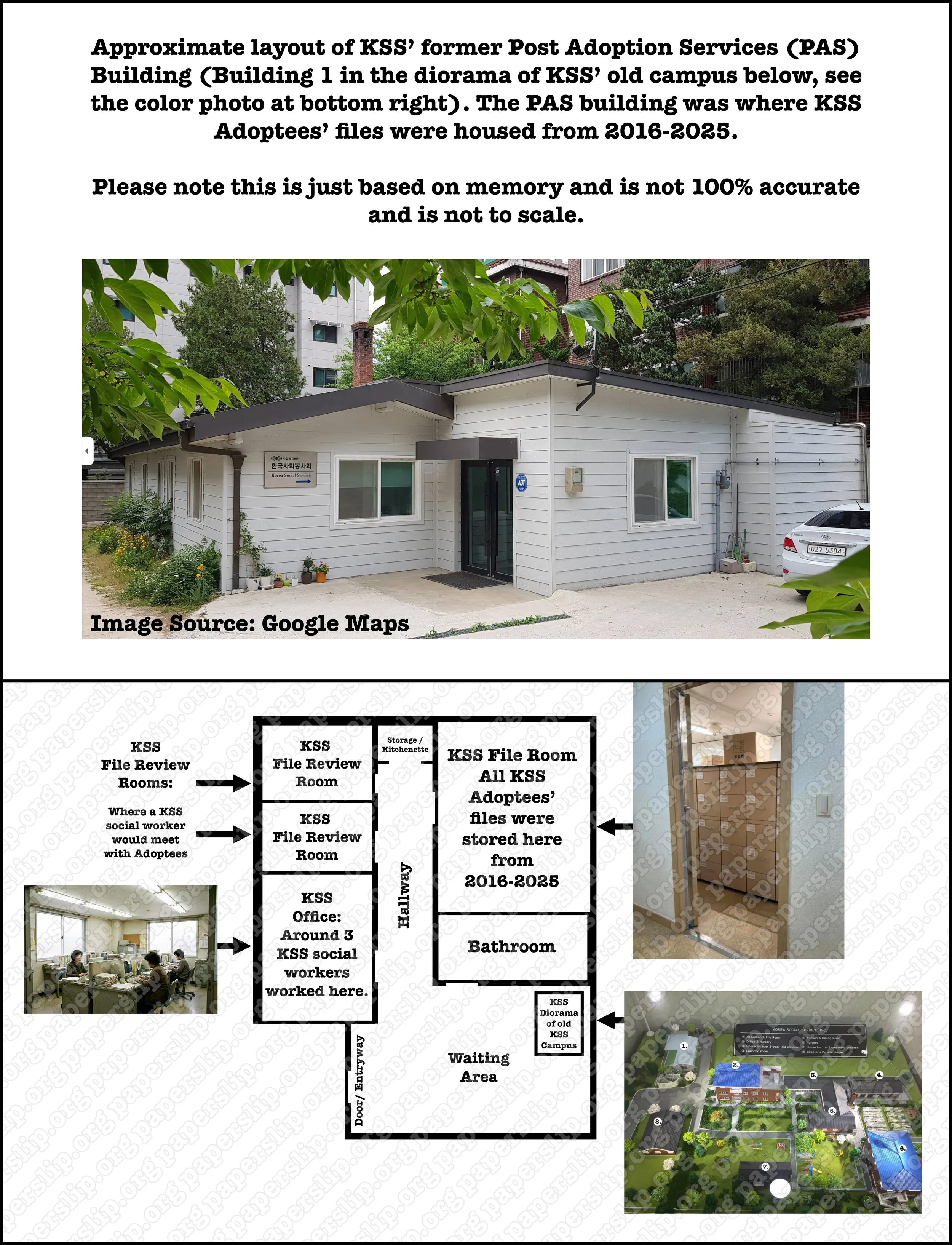 Diagram of KSS's former Post Adoption Services (PAS) building in Seoul.