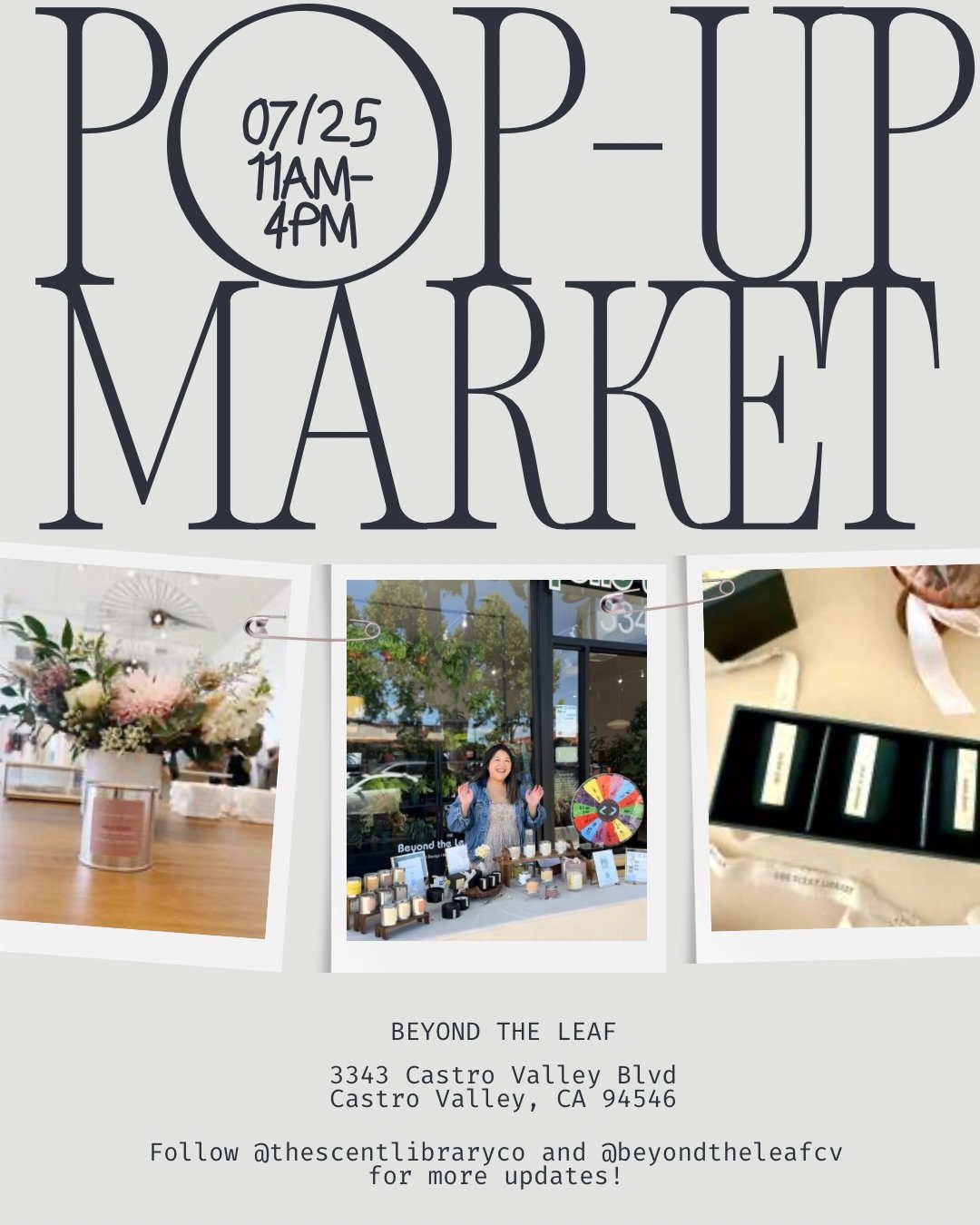 We&rsquo;re setting up our pop-up market at @beyondtheleafcv in Castro Valley next Saturday, 7/25! Come smell our best sellers plus a few new scents we&rsquo;re introducing. Stop by and say hi!

Drop a comment and let us know what you&rsquo;d love to