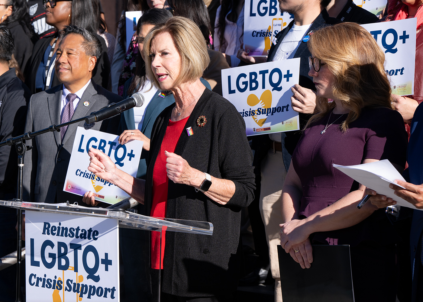 Supervisor Janice Hahn & Victor Manalo at 988 Rally