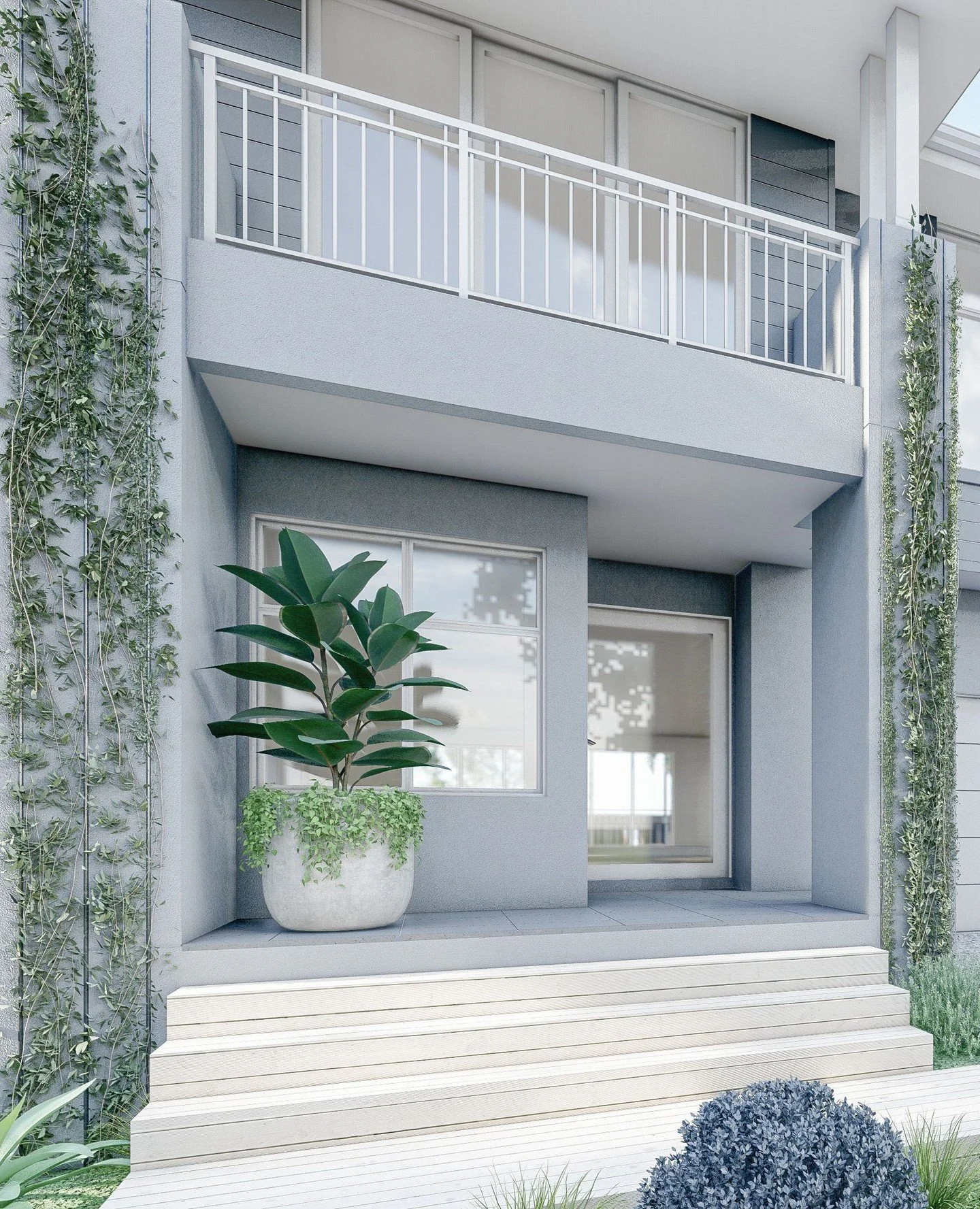 A welcoming first impression. Soft planting, architectural lines and a sense of balance come together to create an entry that feels calm, refined and connected to its surroundings.