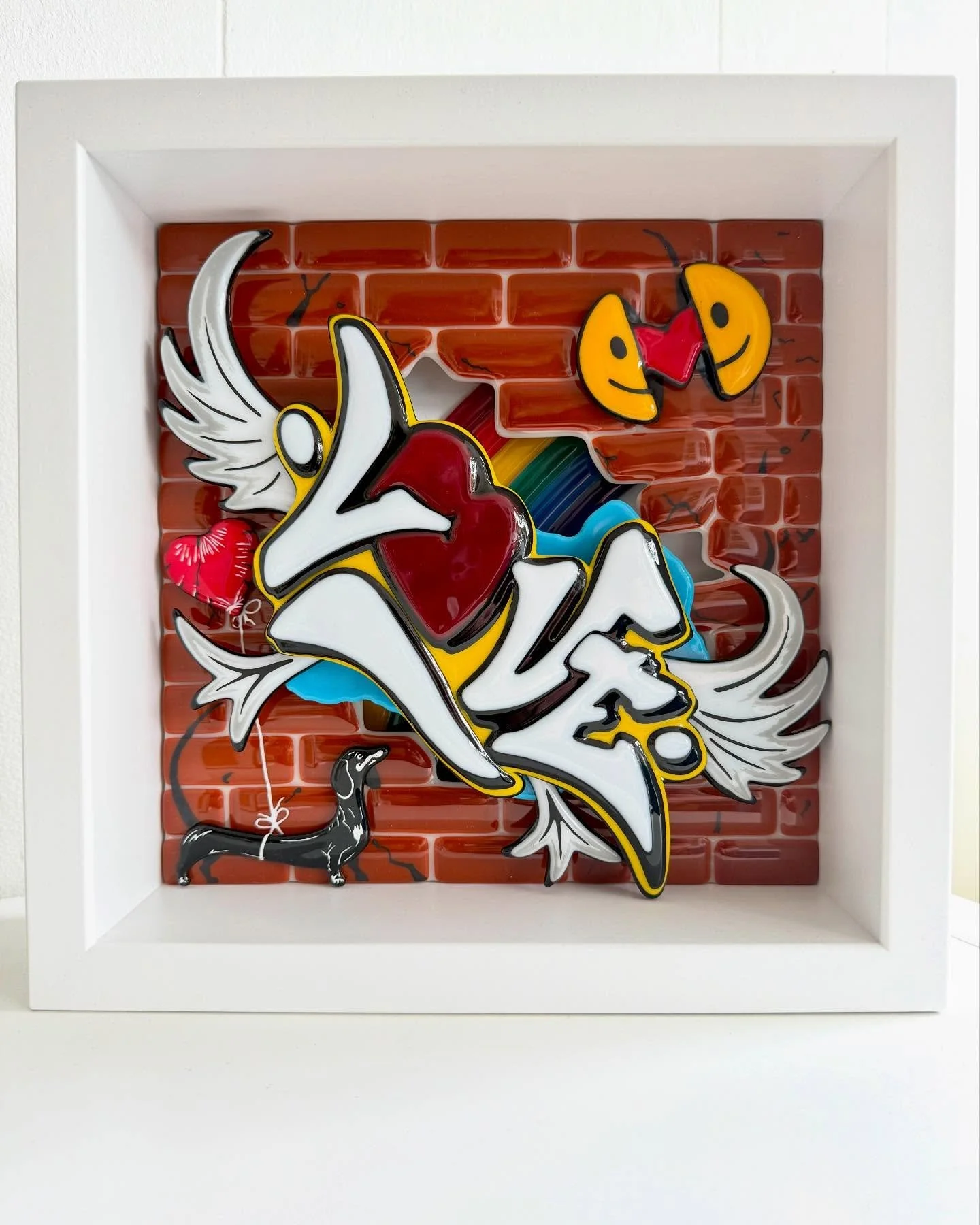 Finally got round to finishing this piece. Coming in at 30cm square with 11 layers of hand cut and painted glass. 
Urban Love is all about the details and is on display at the Wynd gallery up until the end of play this Sunday. Come check out this and