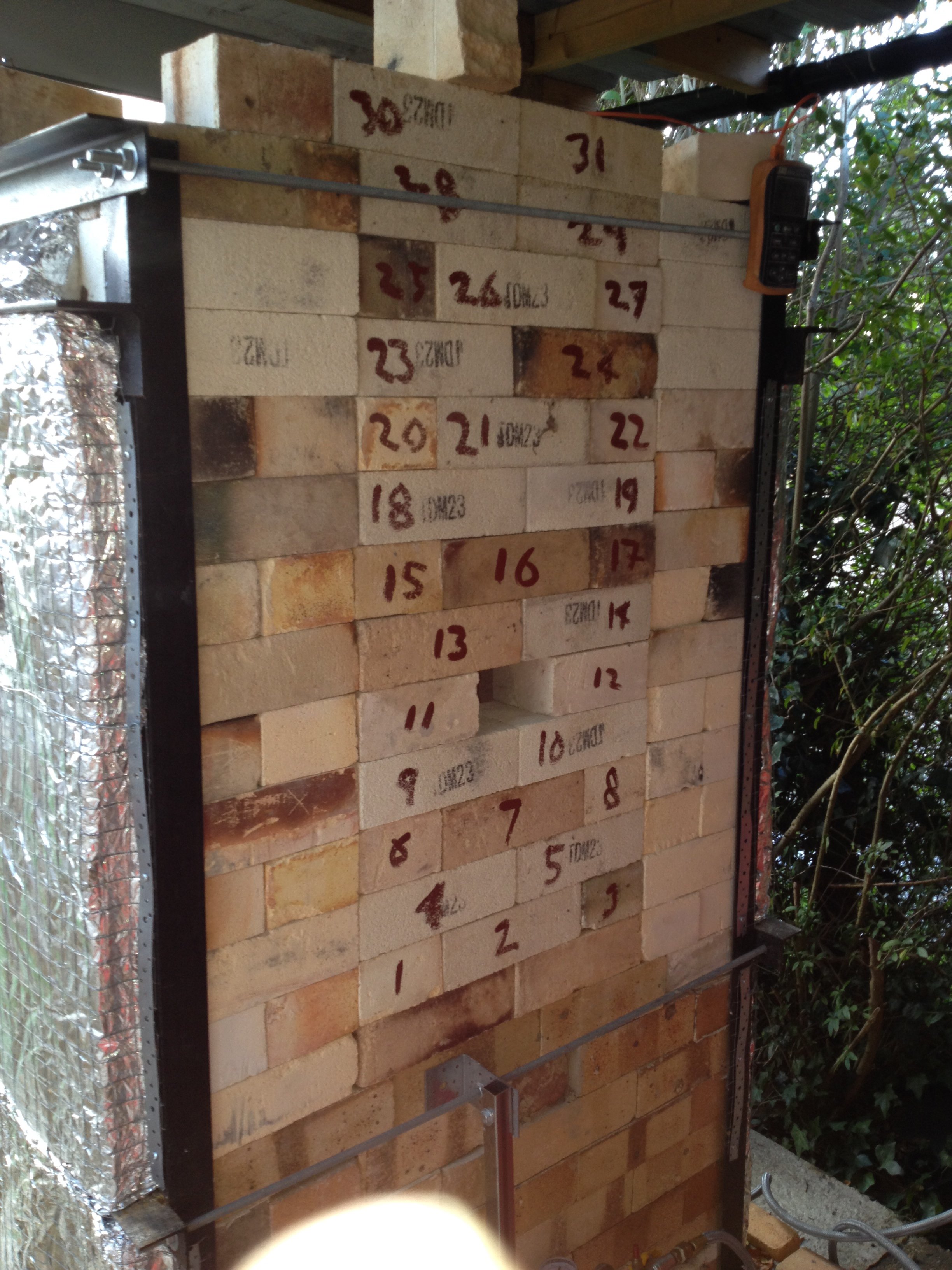 Large gas kiln, door bricked up