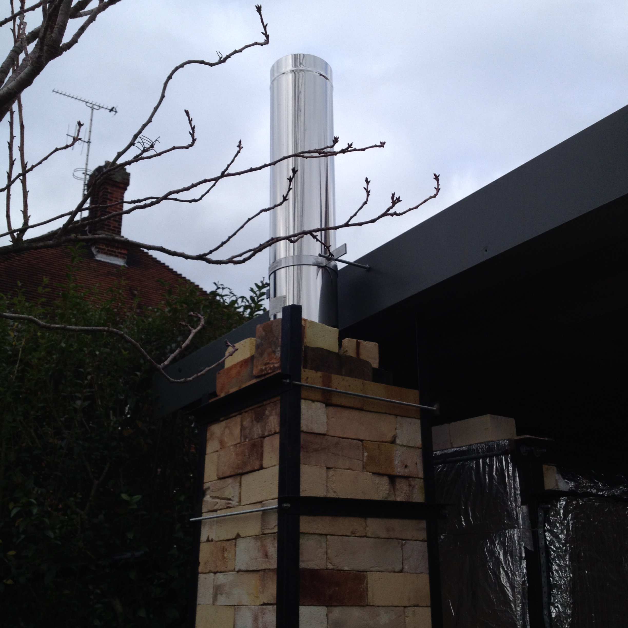 Large gas kiln chimney