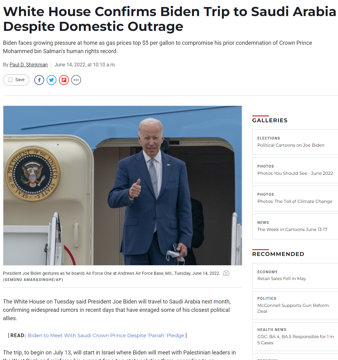 Biden Goes to Saudi Arabia