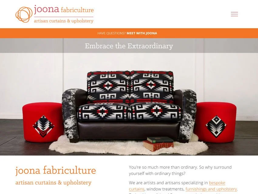 Joona Fabriculture website screeshot