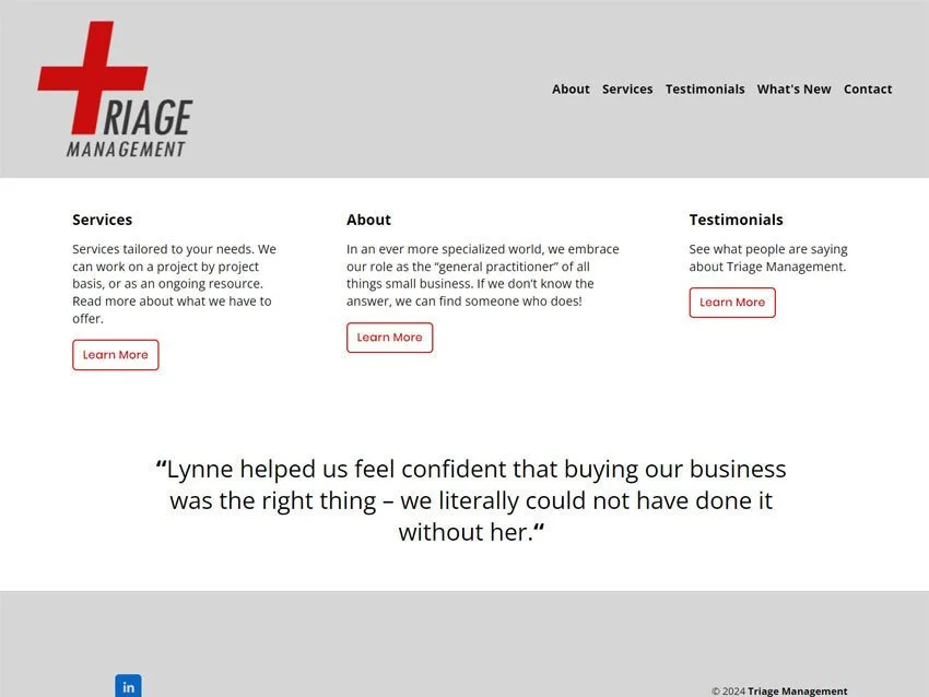 Triage Management website screenshot