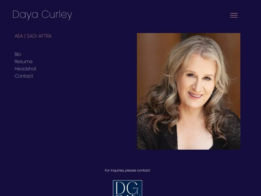 Daya Curley website screeshot