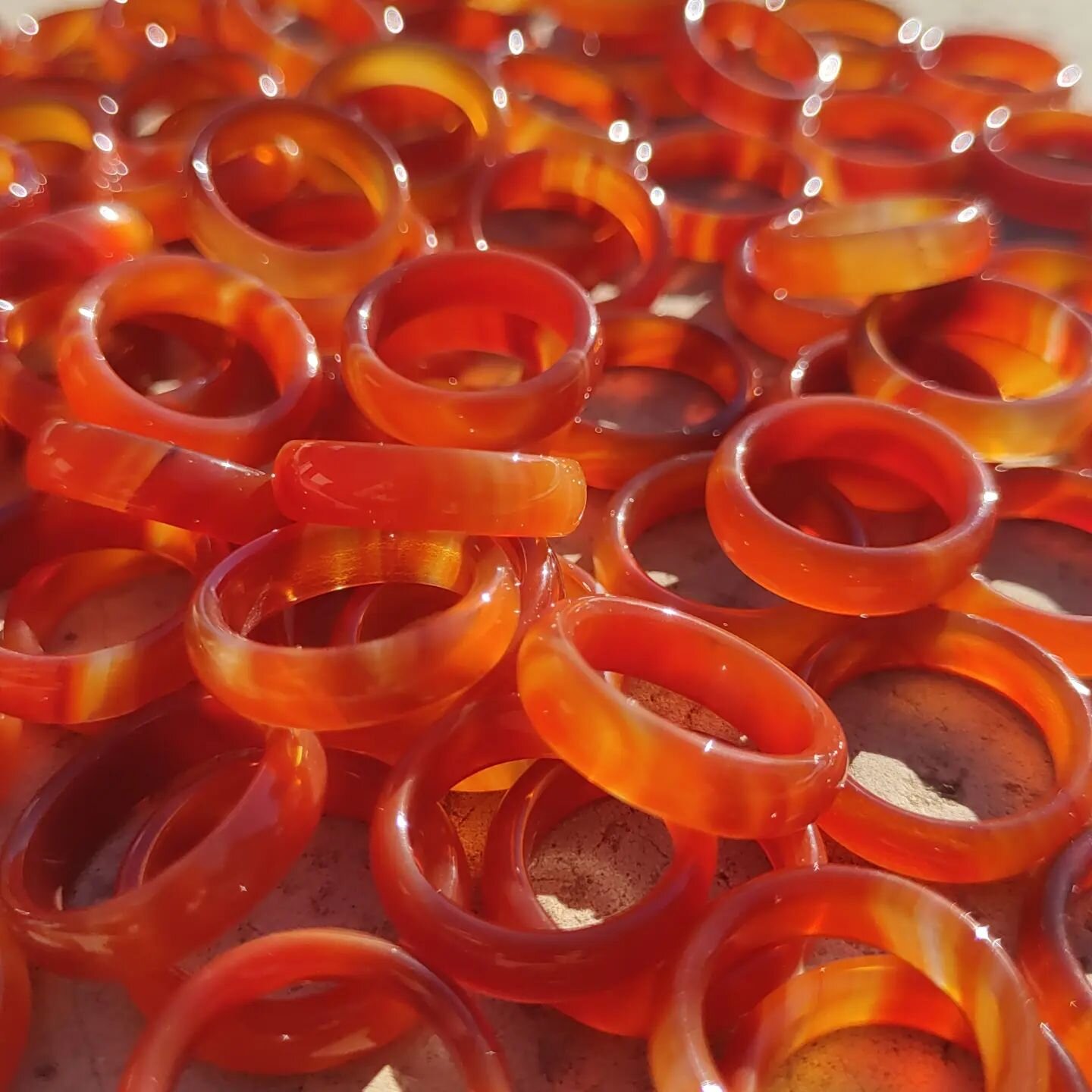 Lots of lovely new carnelian gemstone rings.

This natural gemstone stimulates motivation, drive, and determination. Carnelian enhances your mood and boosts physical energy, it promotes confidence and encourages passion.

Available from crystalpumpki