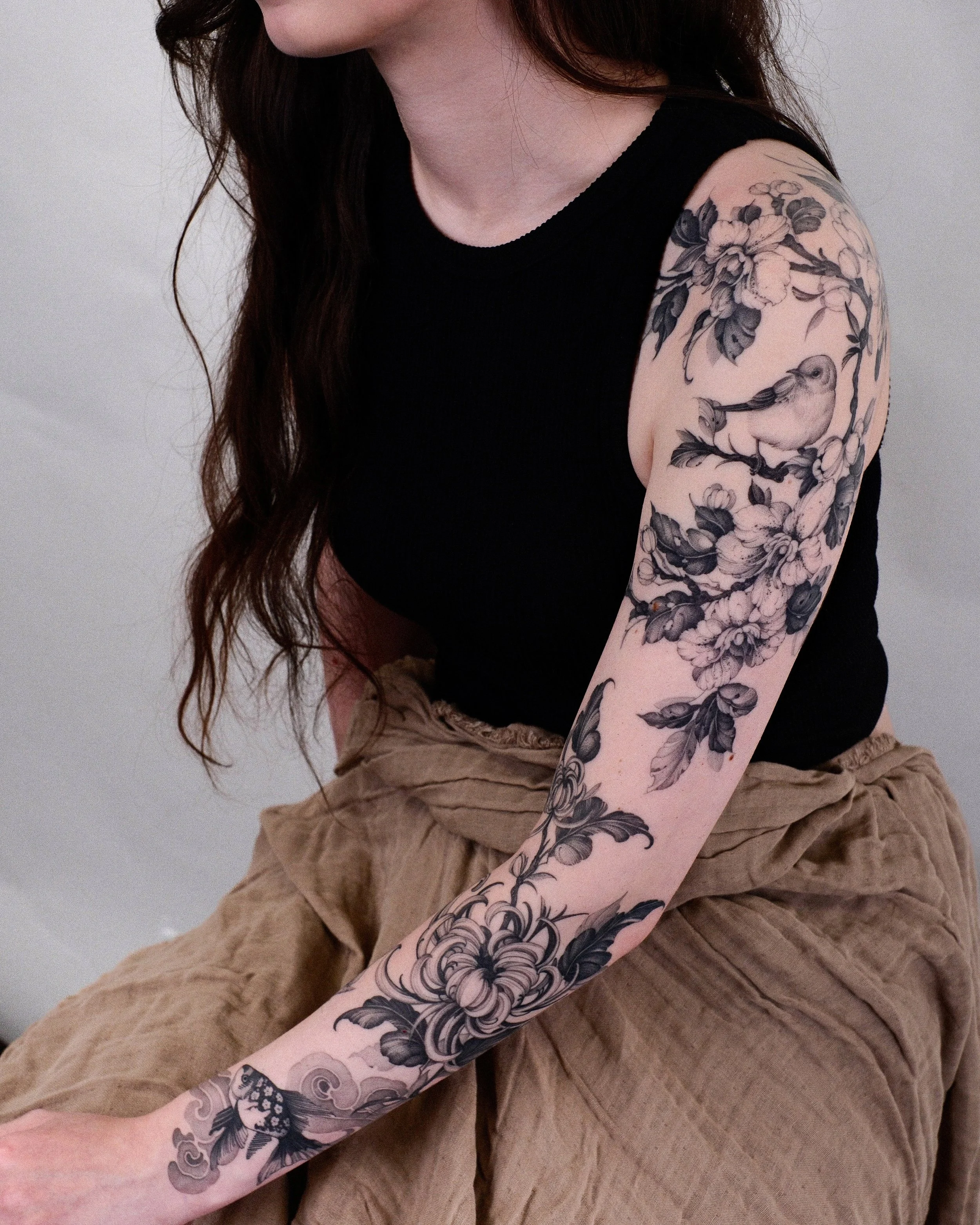 Floral Tattoo Sleeve Ideas For Girls