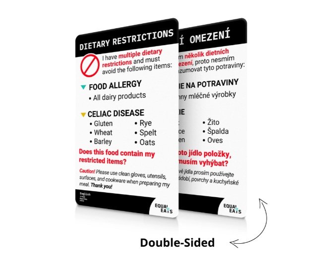 Gluten free Translation Cards: Eat Safe With Celiac Disease Gluten