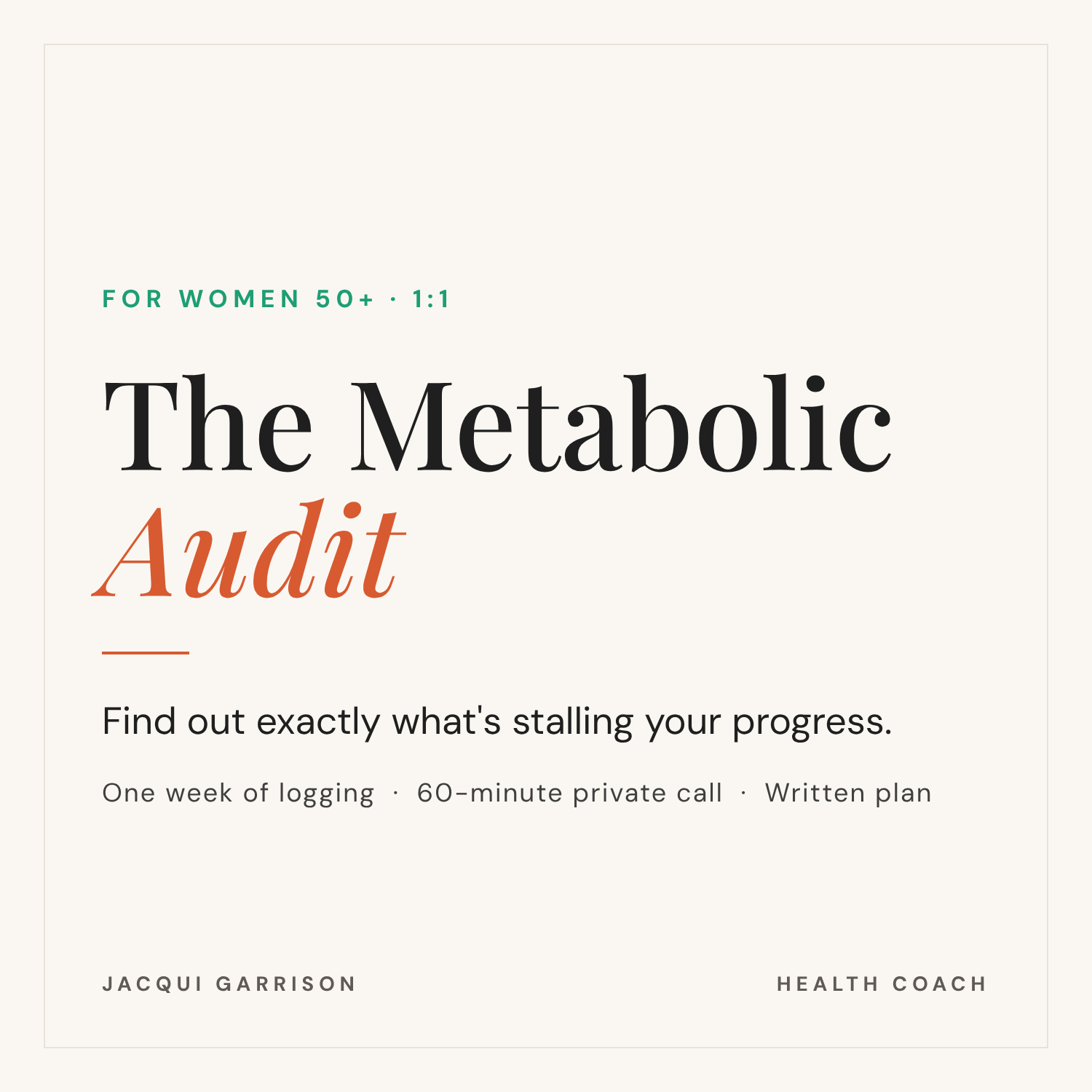 1:1 Metabolic Audit