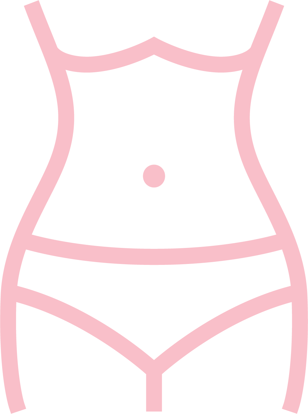 Simple pink outline of female torso, depicting a body silhouette in minimalist style.