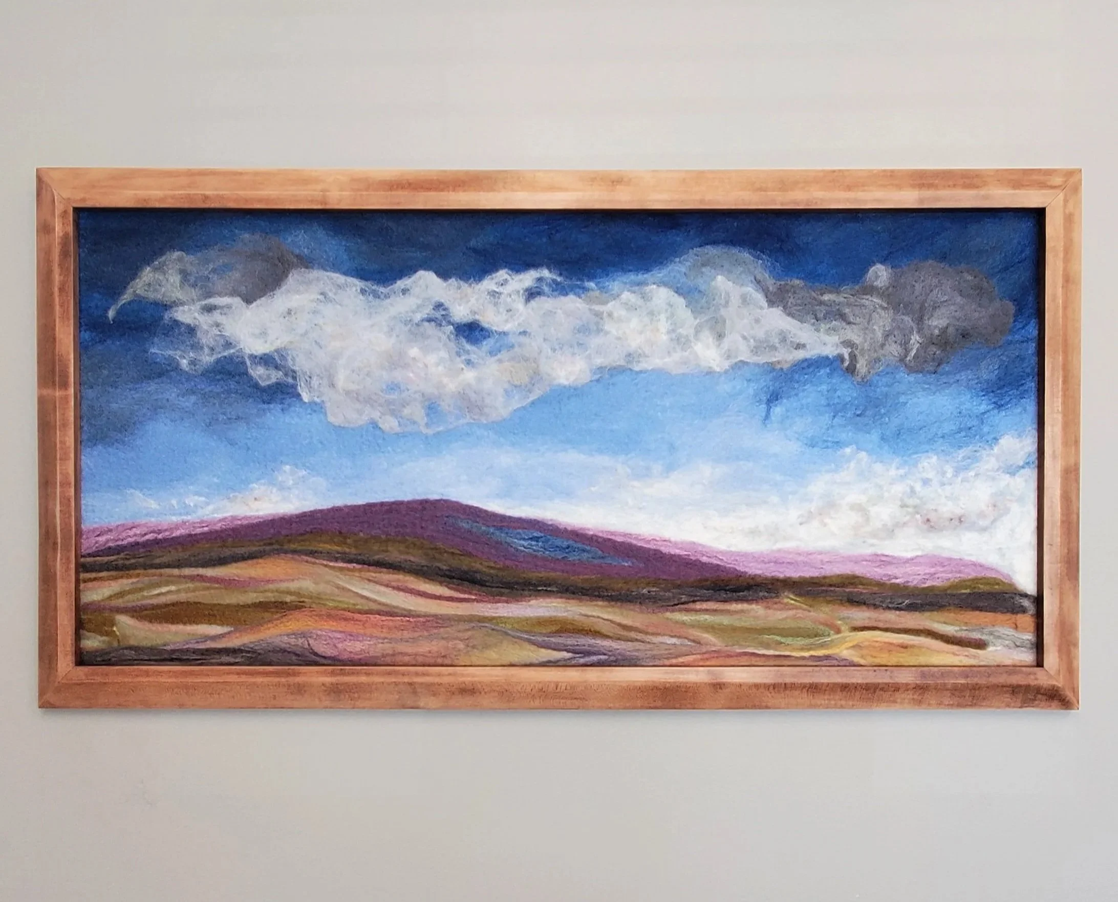 Grassland
Needle and wet felted wool, custom wood frame
W35.5"H 18.25"
$3,000
Available now at Alberta Craft Gallery


