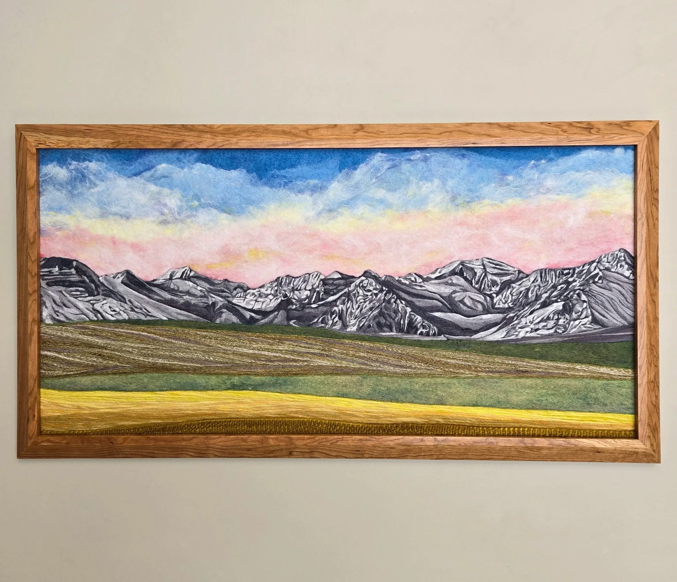 Sunday Sun
W37" H19.5"
Needle felted wool, custom cherry frame
$7,200