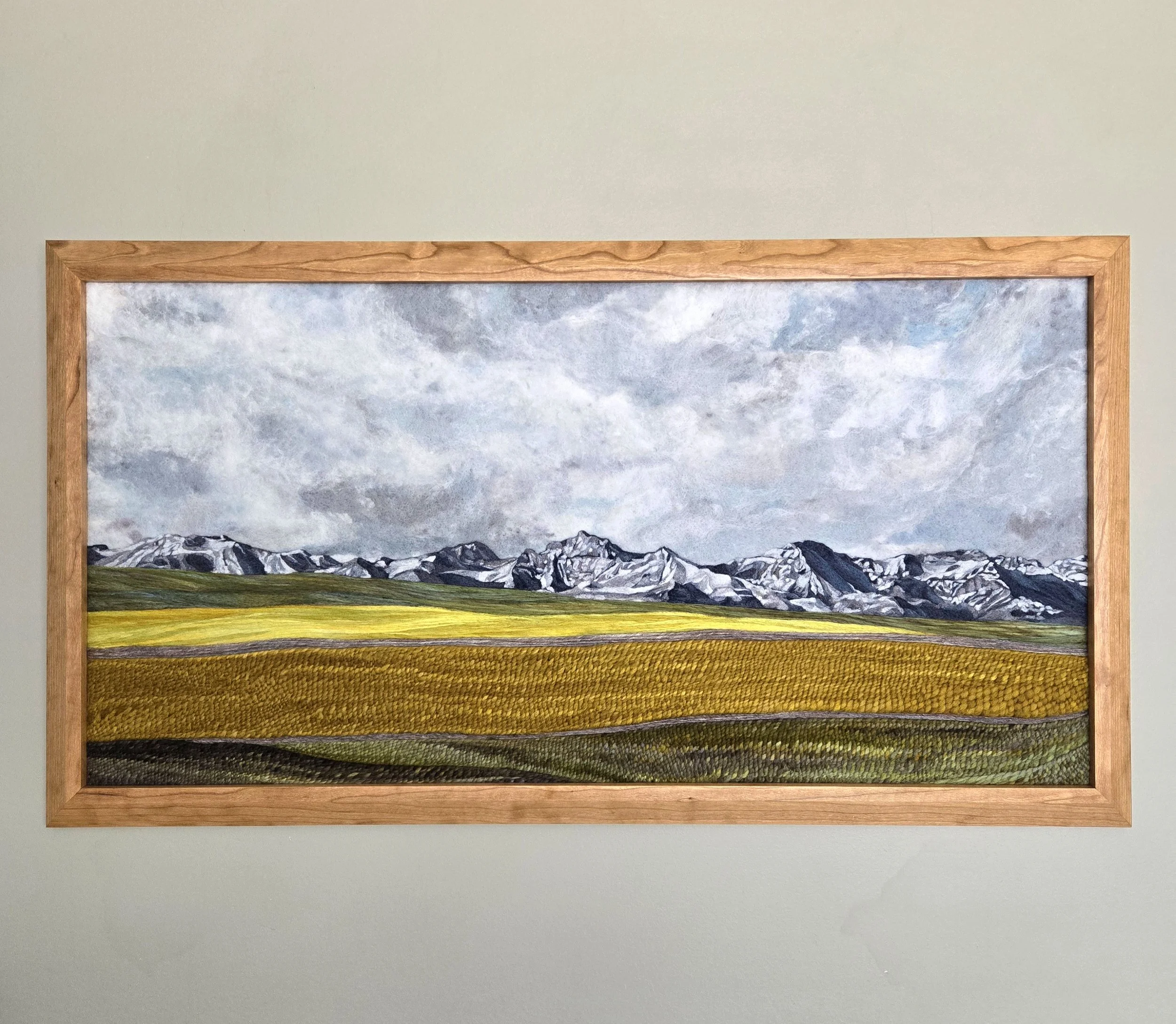Borderland
Needle felted and braided wool, custom cherry frame
W37" x H20"
$7,200