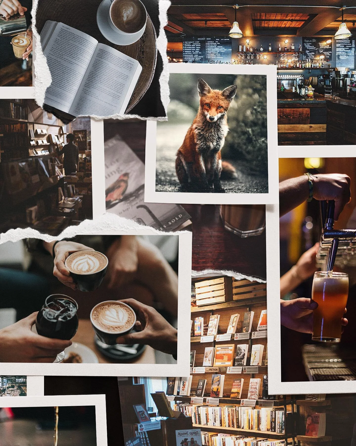 A moody little mood board for a little something I&rsquo;ve been working on ☕️
&bull;
#studiosaradesigns#moodboard#branding#branddesign#brandingdesign#brandidentity#brandingboard#collage#coffeeshop#bookstore#bookshop#ladieswhodesign#creativewomen