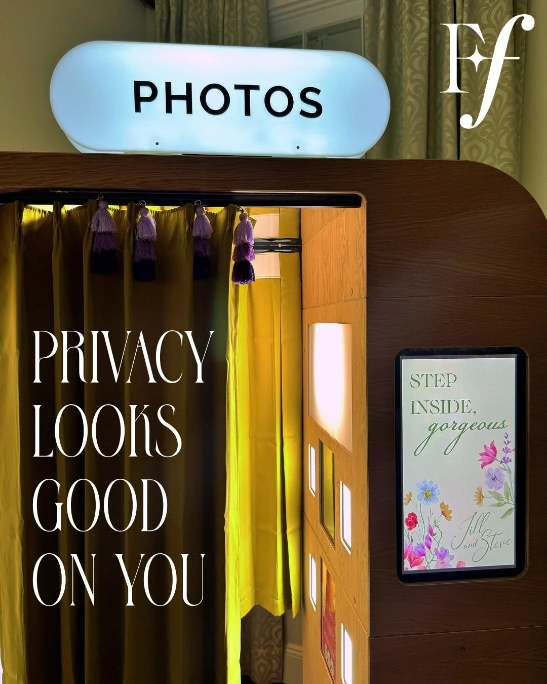 For the brides who want something a little less expected and a lot more unforgettable. Our Speakeasy Booth brings all the fun of a photobooth with a little extra intrigue as guests step behind the curtain, let loose, and suddenly everyone&rsquo;s lea