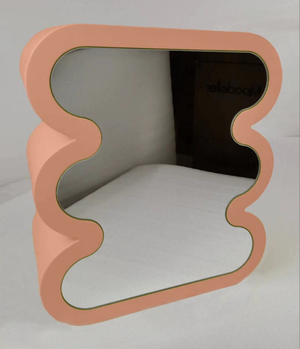 Double-Sided Bubbly Mirror, Peach, 16x14, $447 