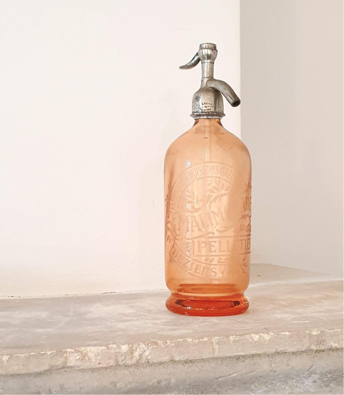 Vintage 1950's Peach Glass Soda Bottle, $285