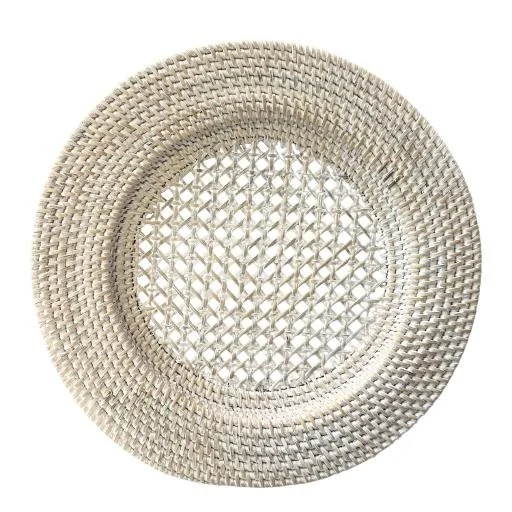 Whitewash Rattan Charger Plate