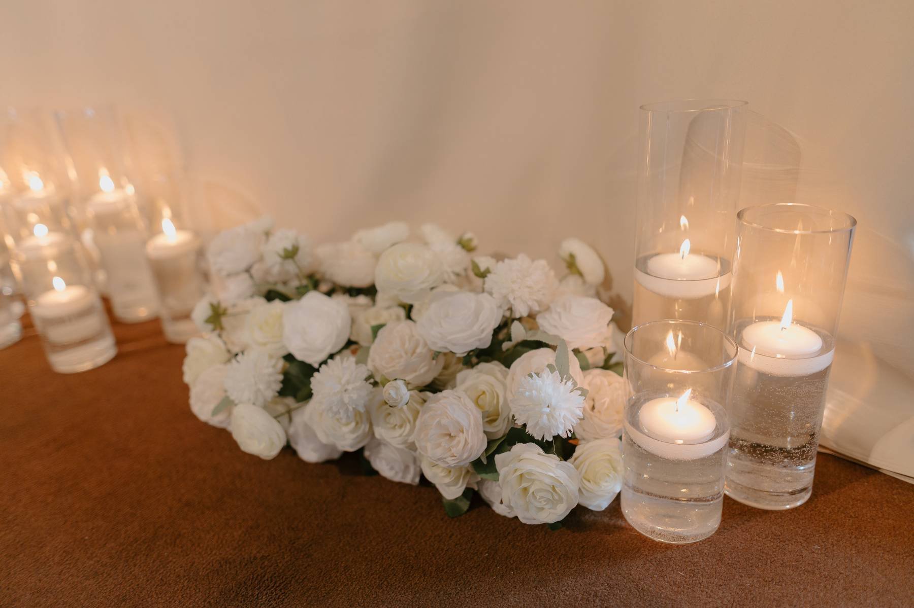 White Silk Floral Table Top