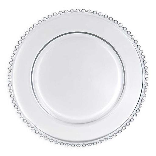 Clear Beaded Glass Charger Plate