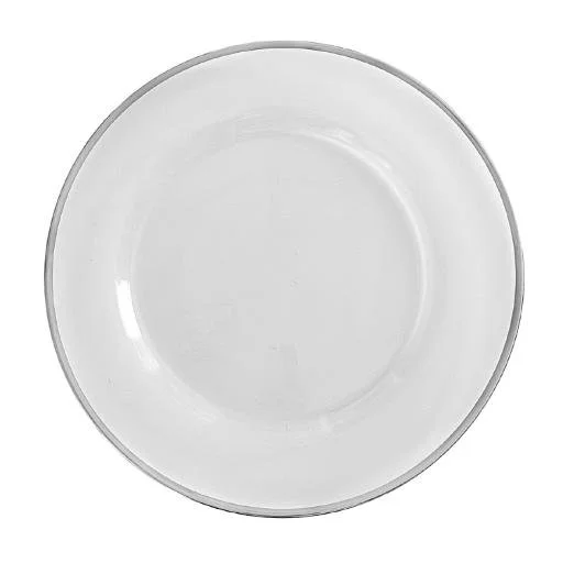 Silver Rim Clear Glass Charger Plate