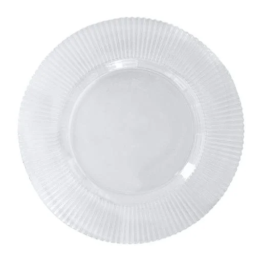 Clear Ribbed Edge Glass Charger Plate