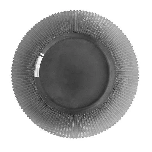Smoke Ribbed Edge Glass Charger Plate
