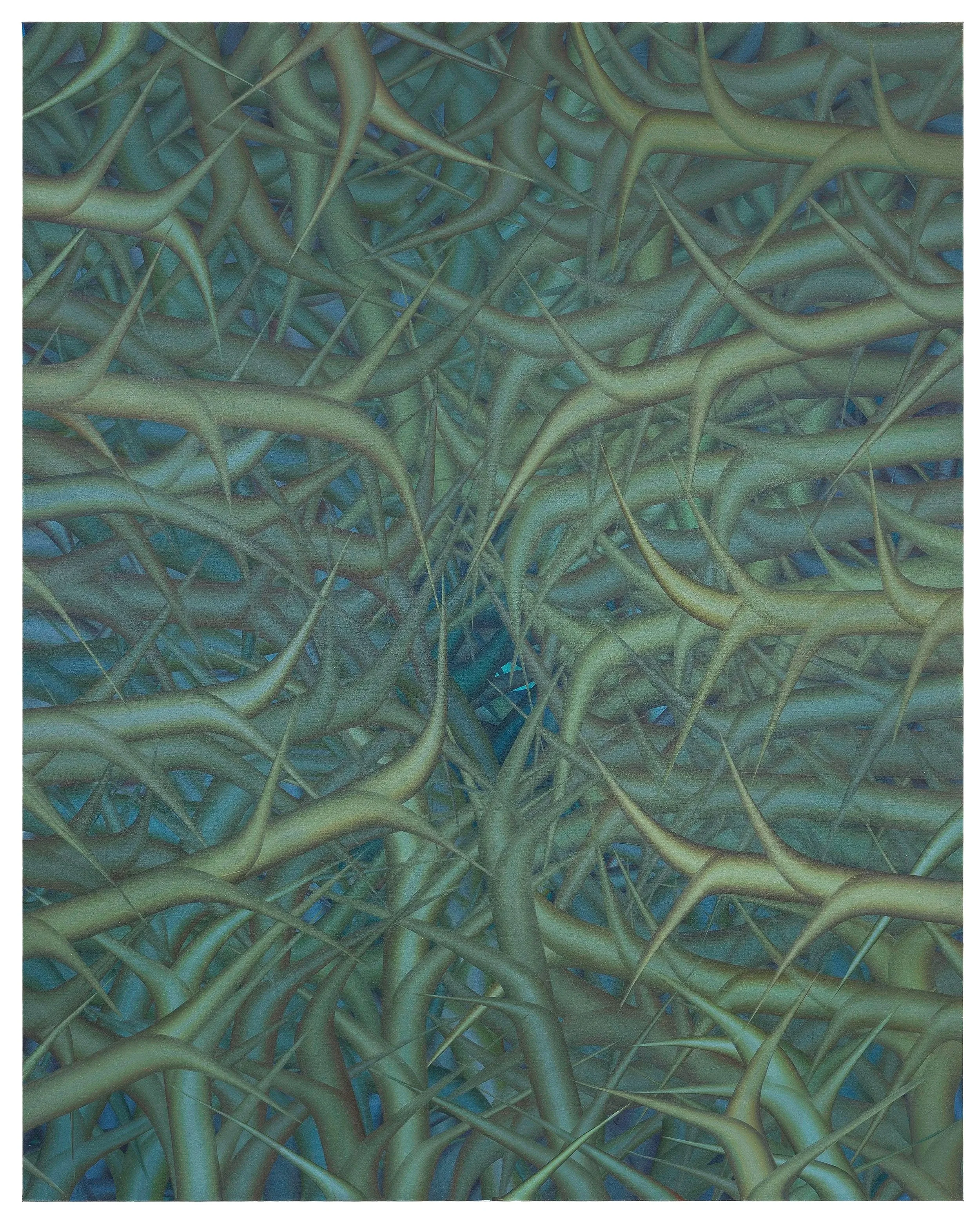  Vert Demons (Green),  2025  Oil on linen 64 × 50 in (163 × 127 cm)