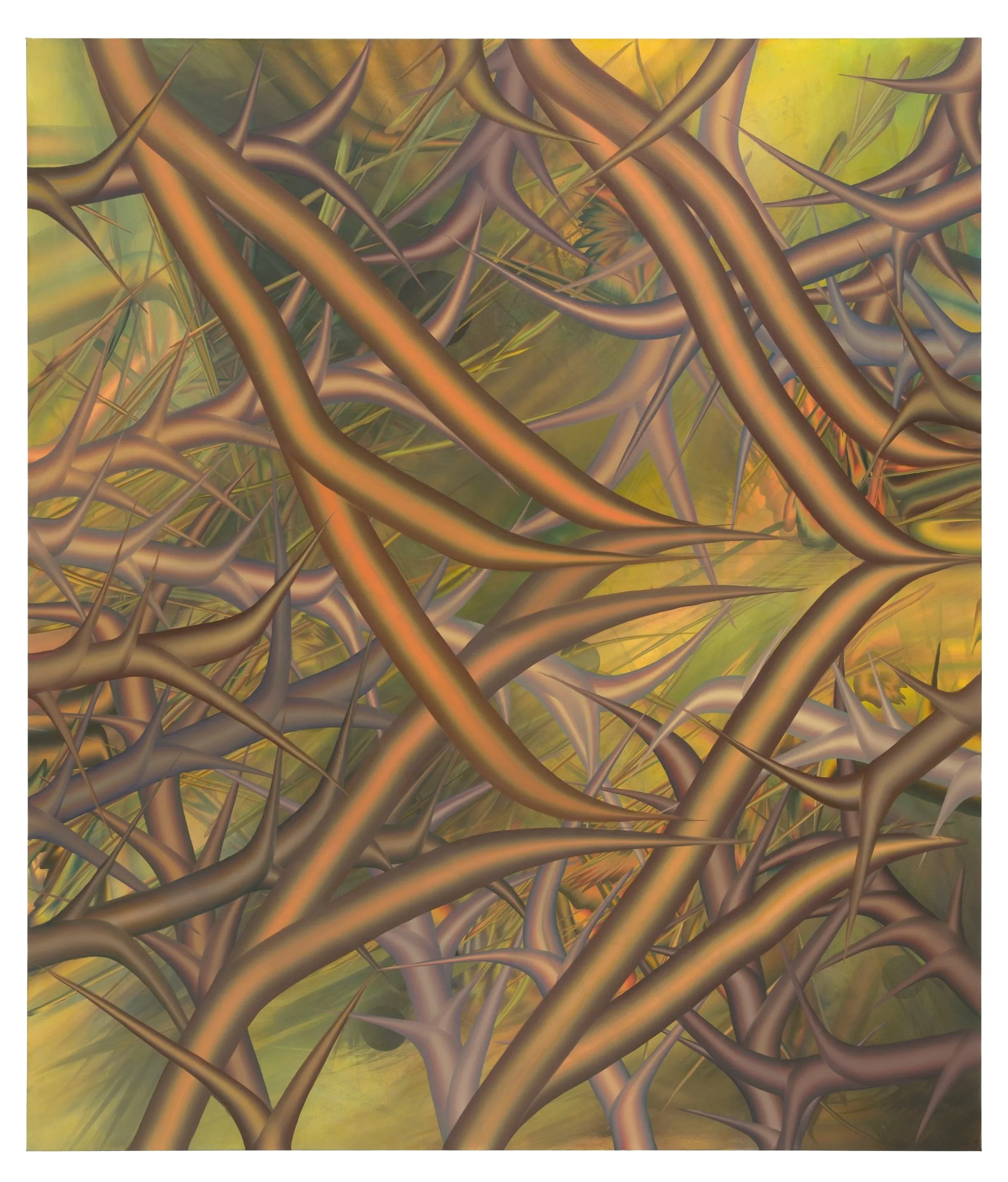  Visionalry rumors,  2024-25  Oil on linen 72 x 83 3/4 in. (200 x 160 cm.)