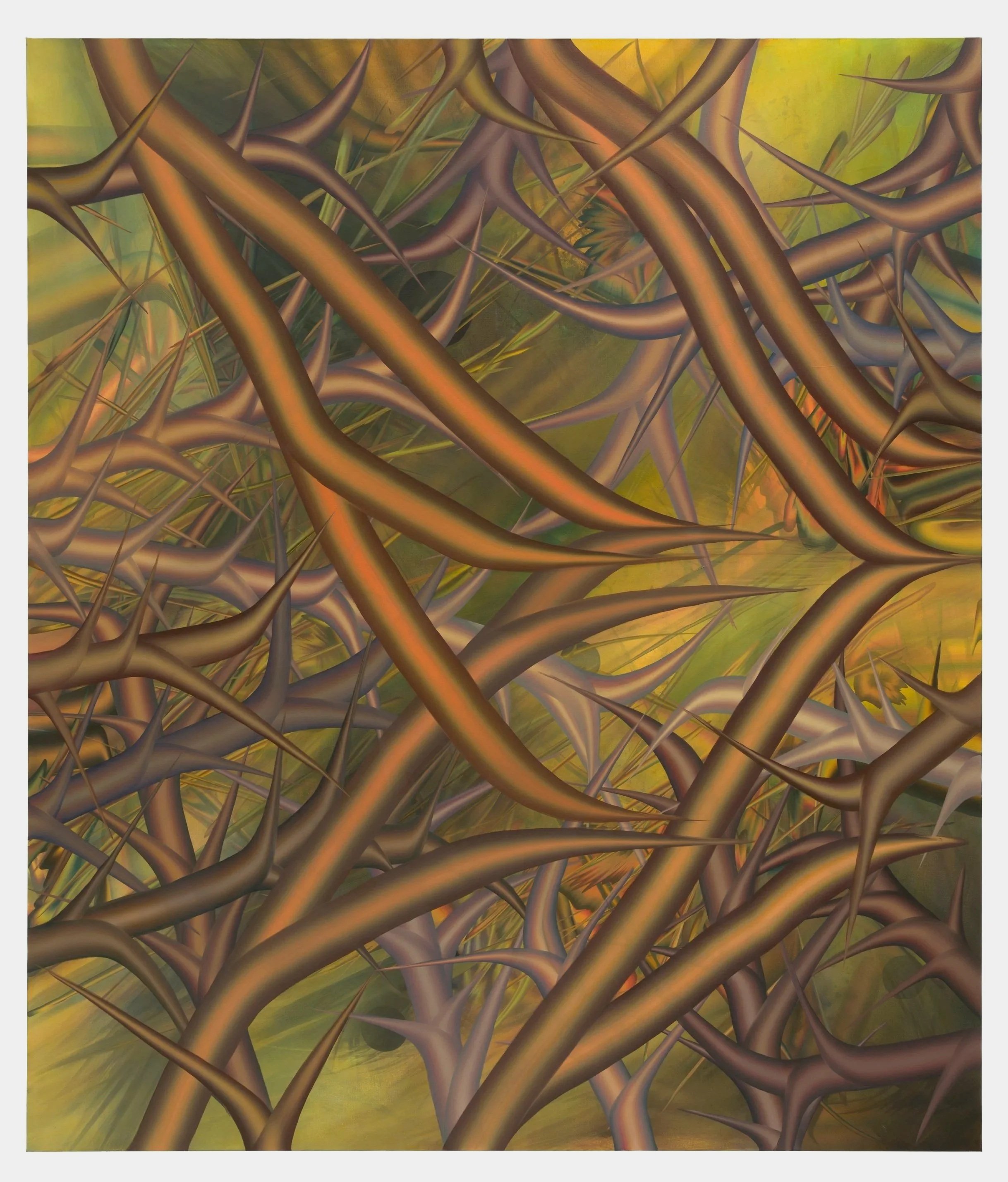  Visionalry Rumors,  2024-25  Oil on linen 72 × 83.75 in (200 × 160 cm)