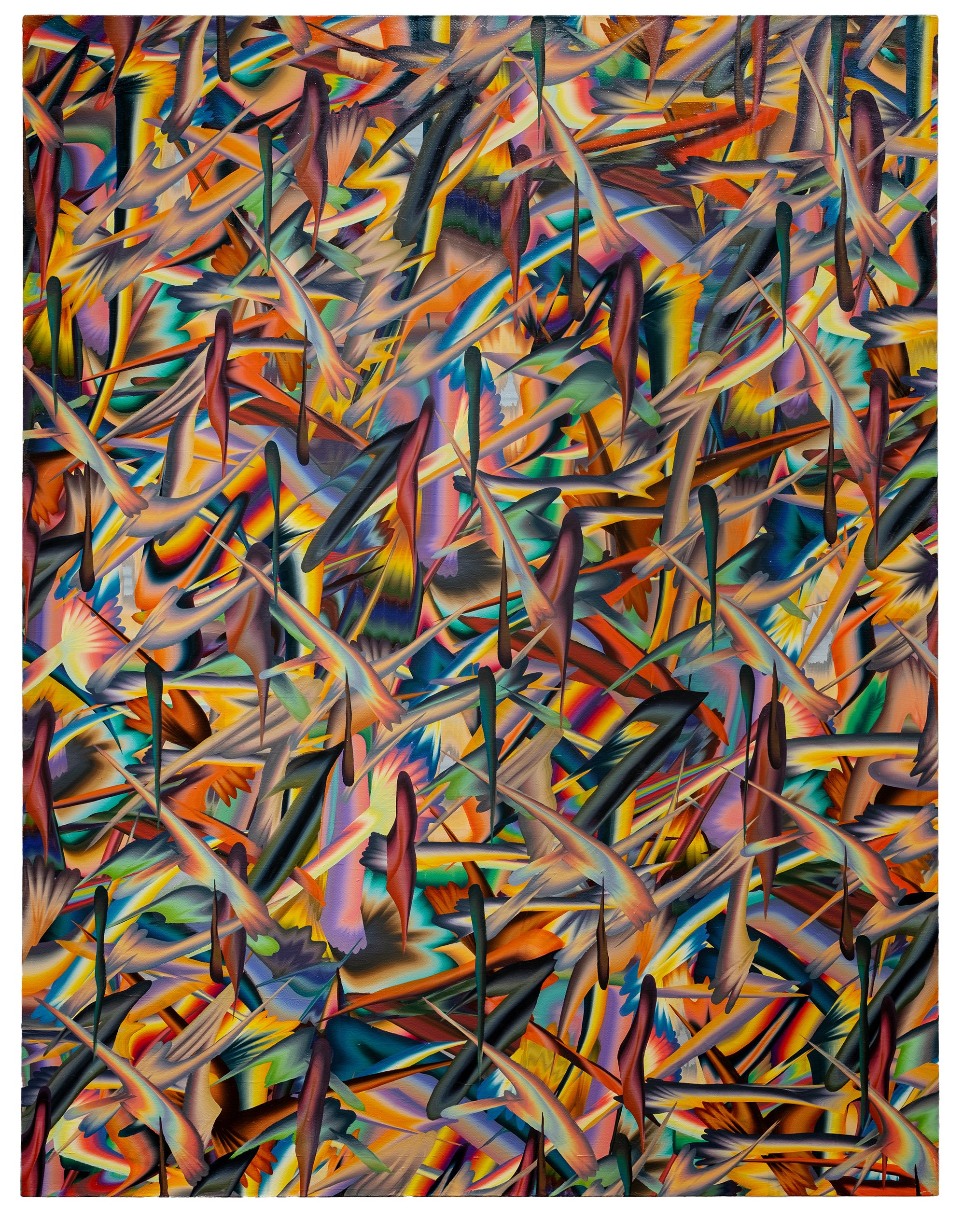  Feedback Cascade (Jack-o'-lantern),  2024  Oil on linen 64 × 50 in (163 × 127 cm)