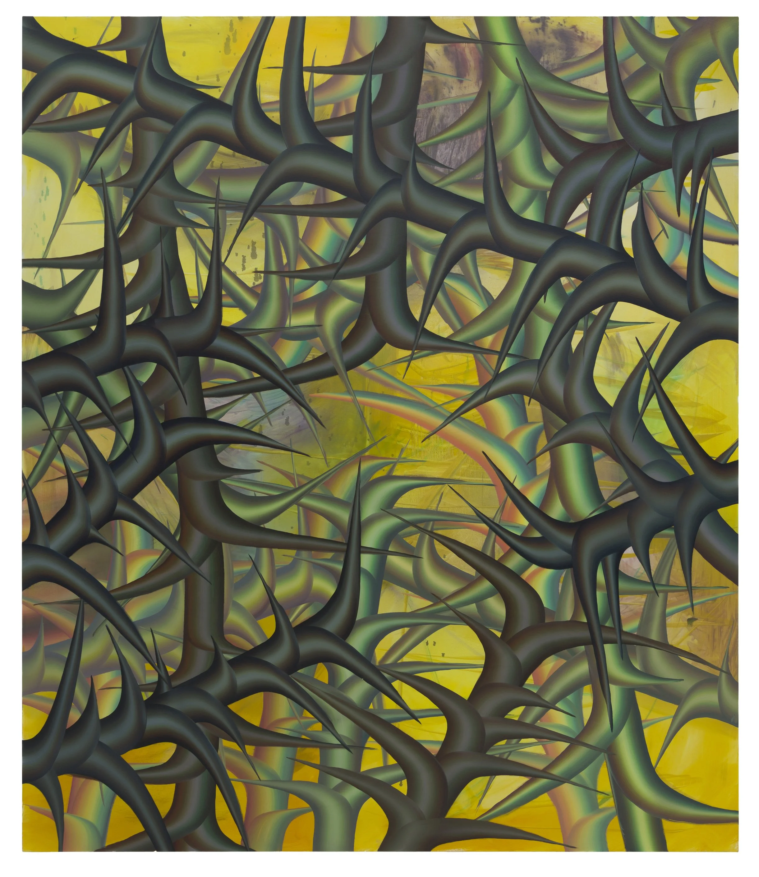  Threshold (in negative yellow),  2024-25 Oil on linen 72 x 83 3/4 in.(200x160cm.)