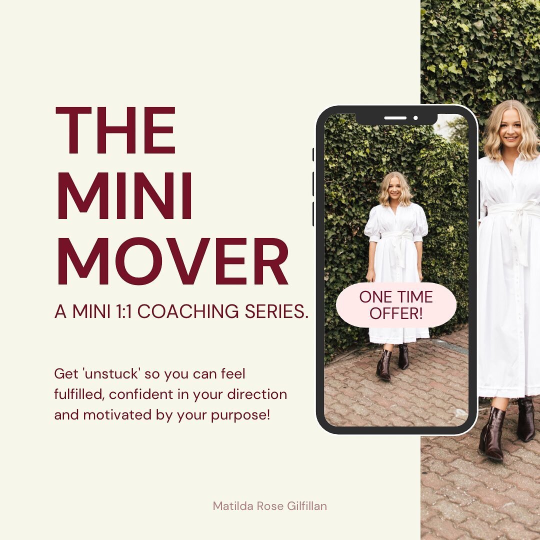 NEW limited time 1:1 offer!! ✨🔐🦋

Introducing:
The Mini Mover!!

I've designed this mini coaching series specifically to support you to get 'unstuck'.

It's the perfect solution for you if you are currently:
🪨 Feeling stagnant in your work.
🪨 Lac