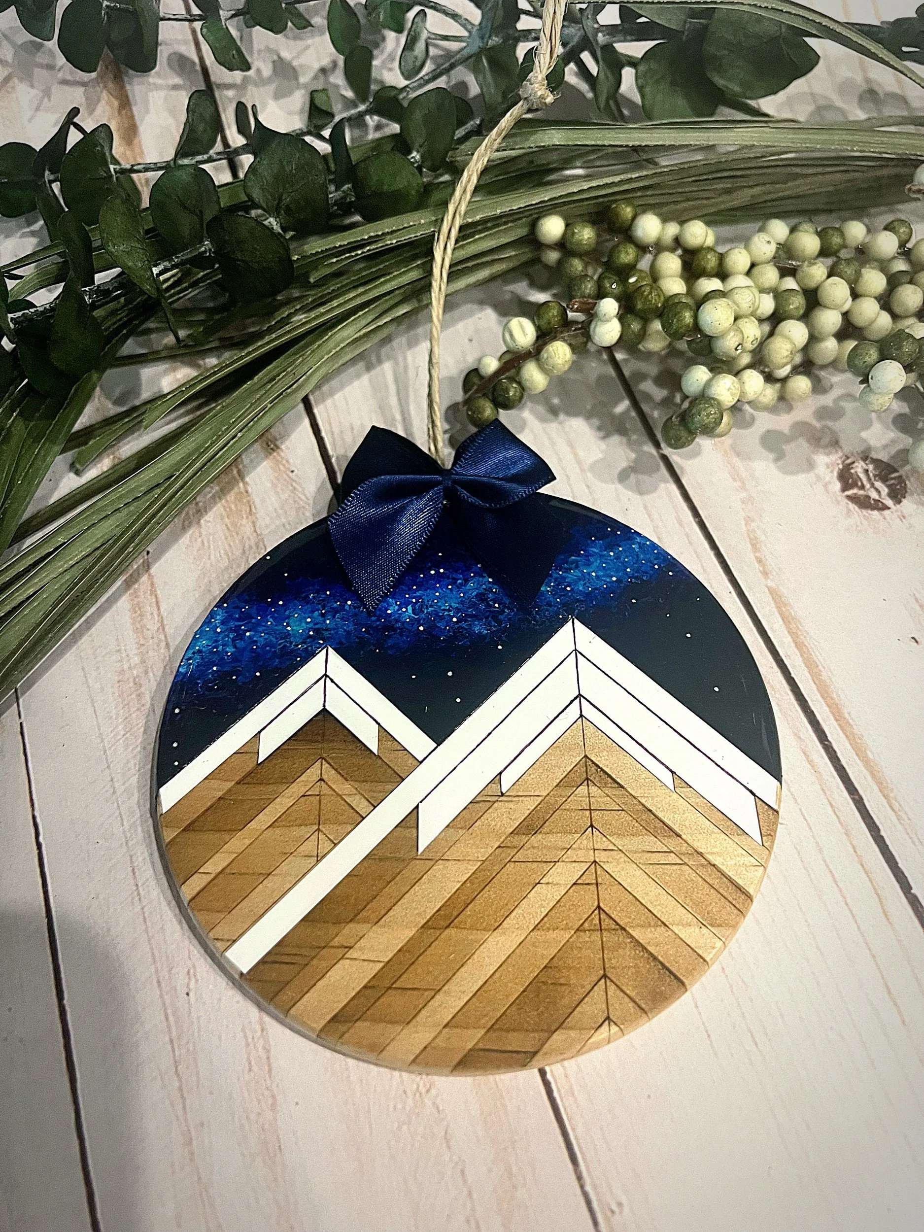 Wood & Resin Mountain Ornament