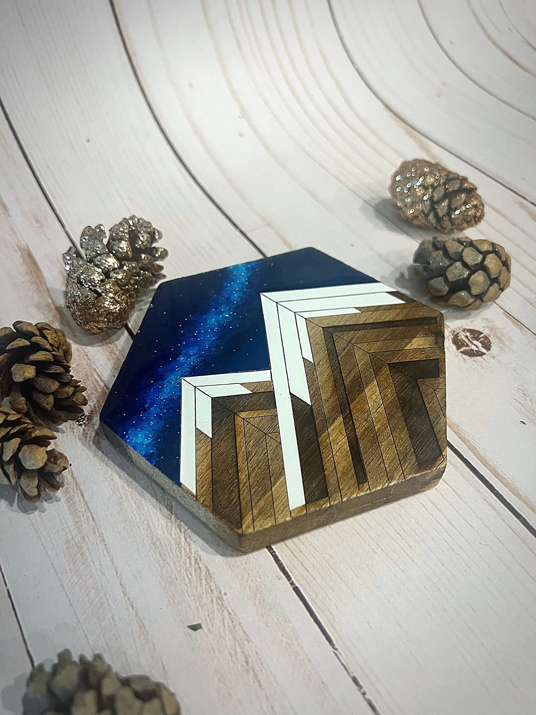 Resin & Wood Mountain Coaster