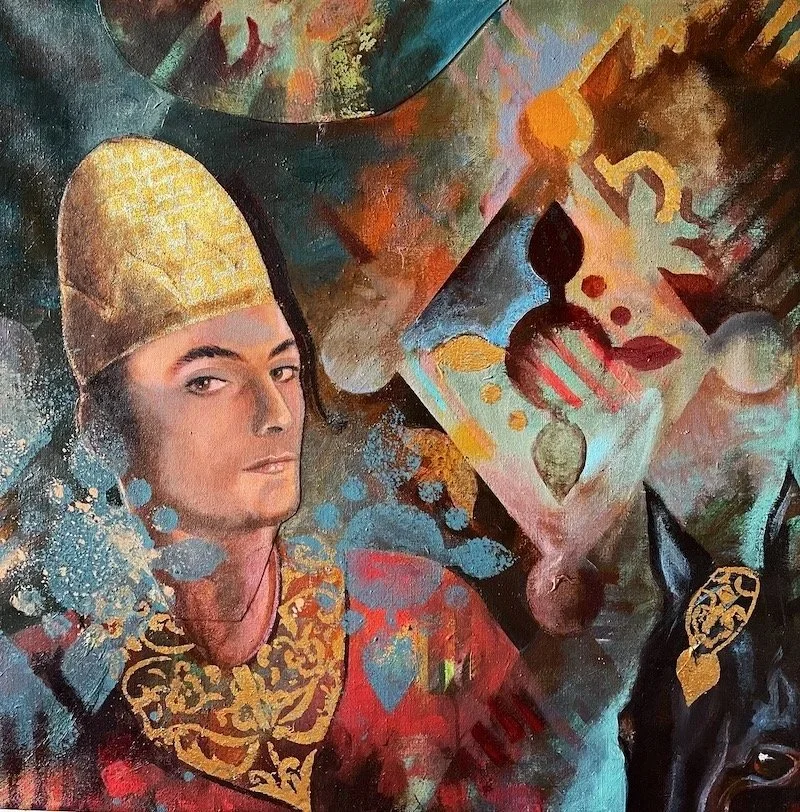 Purim, Acrylic and Gold Leaf on Canvas, 30" x 30"