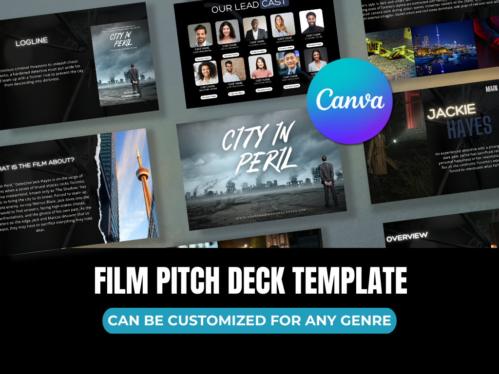Film Pitch Deck Template for Canva – Short Film, Feature, Movie, or TV Series Pitch Example (Copy)